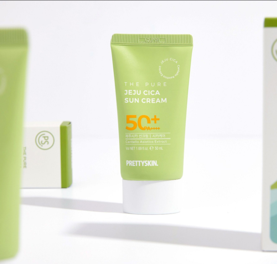 KEM CHỐNG NẮNG RAU MÁ THE PURE JEJU CICA SUN CREAM PRETTYSKIN
