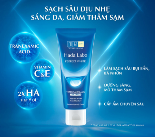 Kem Rửa Mặt Hada Labo  Perfect White T.X.A Cleanser, Sữa Rửa Mặt Sạch Sâu, Dưỡng Sáng Da 80g