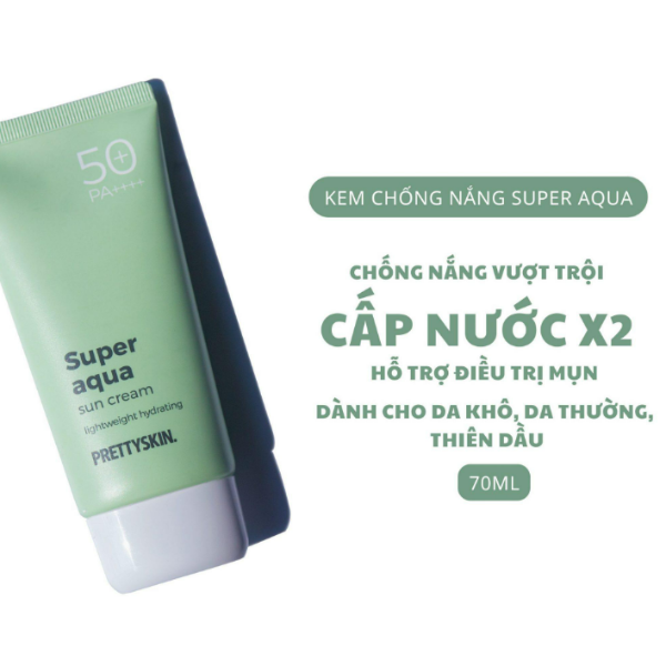 Kem chống nắng Prettyskin Super Aqua , Kem Chống Nắng Cấp Nước Cho Da 70ml