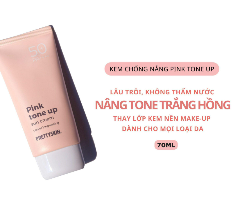 Kem chống nắng Pretty Skin Pink Tone up, Kem Chống Nắng Cấp Ẩm, Nâng Tone 70ml