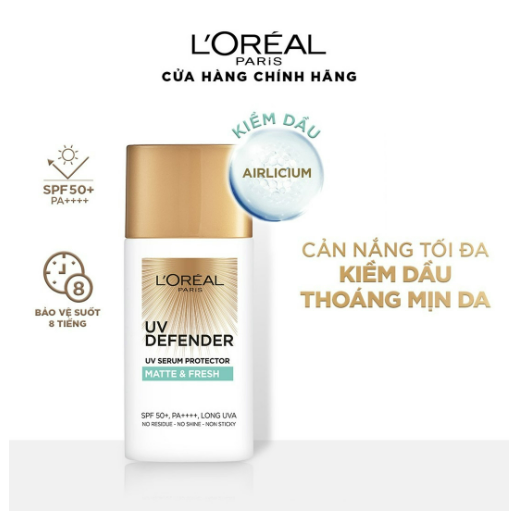Kem Chống Nắng L'Oreal  UV Defender Matte & Fresh Mịn Nhẹ Kiềm Dầu Thoáng Mịn Da 50ml  SPF 50+ PA ++++