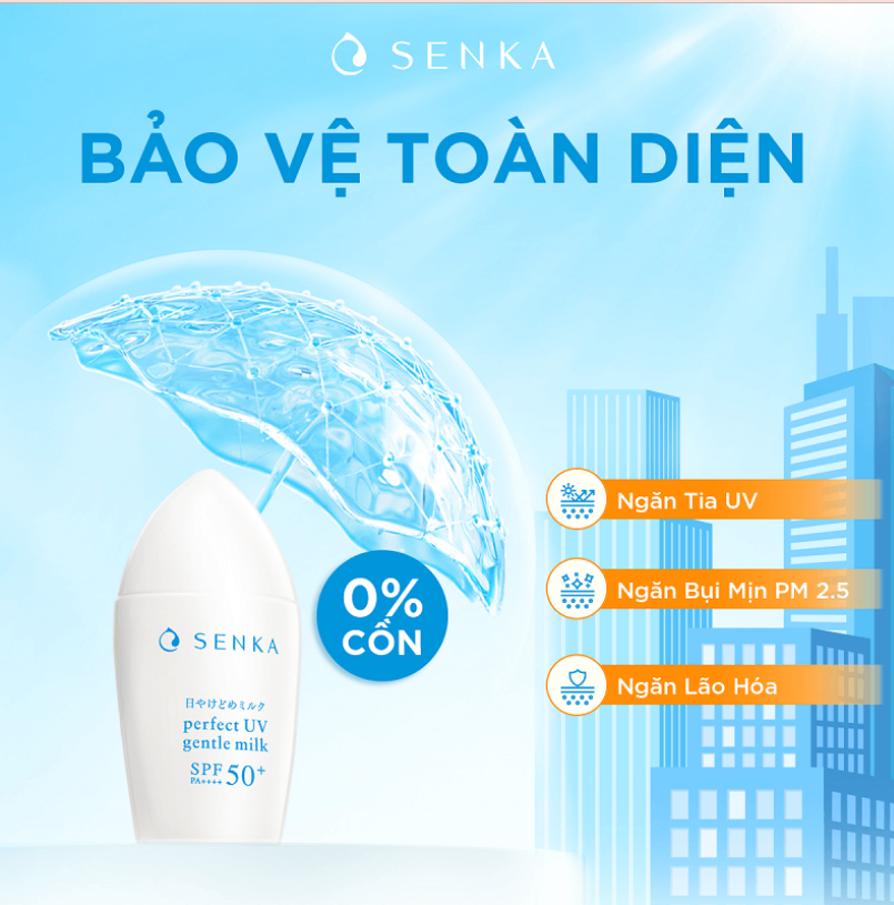 Sữa Chống Nắng Senka Perfect Uv Gentle Milk A, Sữa Chống Nắng Cho Da Nhạy Cảm 40Ml