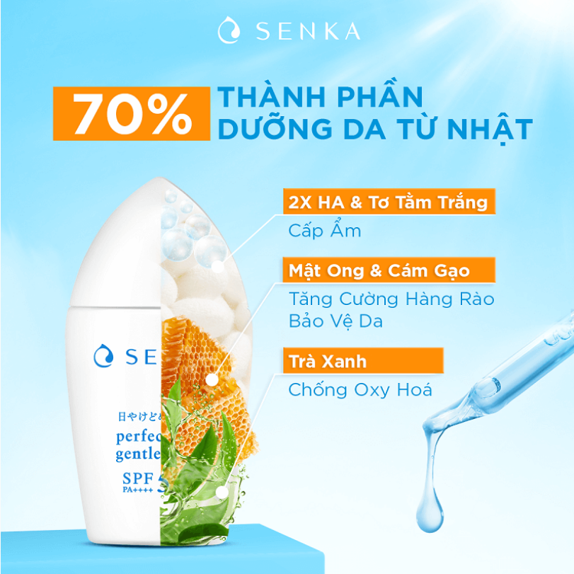 Sữa Chống Nắng Senka Perfect Uv Gentle Milk A, Sữa Chống Nắng Cho Da Nhạy Cảm 40Ml