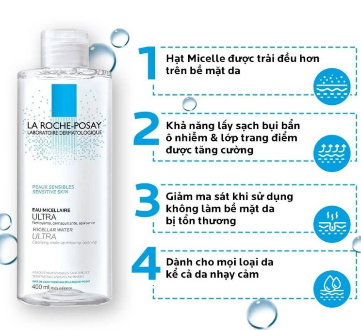 Nước Tẩy Trang La Roche-Posay Micellar Water Ultra Sensitive Skin Nước Tẩy Trang Dành Cho Da Nhạy Cảm 50ml/400ml