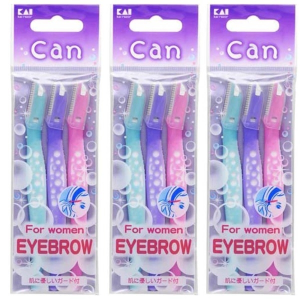 Set 3 dao cạo lông mày CAN KAI Nhật Bản CBM 3P Túi Màu Tím