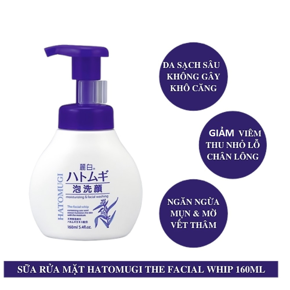 Sữa Rửa Mặt Hatomugi Tạo Bọt Hỗ Trợ Dưỡng Ẩm, Sáng Da 160ml Moisturizing & Facial Washing - The Facial Whip