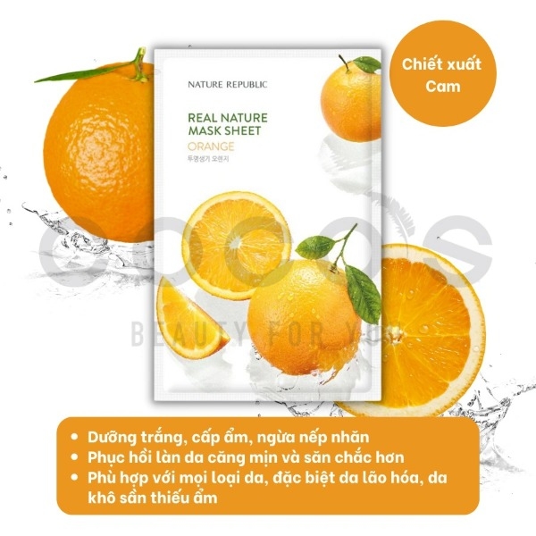 Mặt Nạ Giấy Cấp Ẩm Dưỡng Trắng Da Nature Republic Real Nature Mask Sheet 23ml