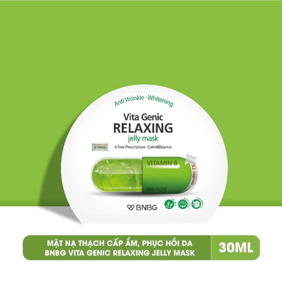 Combo 10 Mặt Nạ Thư Giản Và Phục Hồi Da BNBG Vita Genic Relaxing Jelly Mask (Vitamin B) 30ml x [10 BNBG X-LÁ]