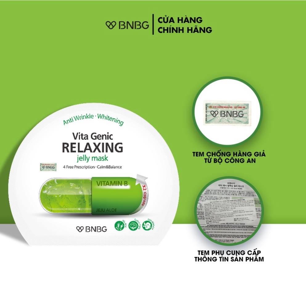 Combo 10 Mặt Nạ Thư Giản Và Phục Hồi Da BNBG Vita Genic Relaxing Jelly Mask (Vitamin B) 30ml x [10 BNBG X-LÁ]