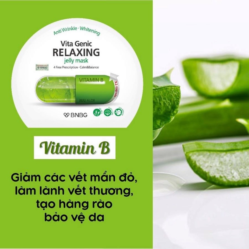 Combo 10 Mặt Nạ Thư Giản Và Phục Hồi Da BNBG Vita Genic Relaxing Jelly Mask (Vitamin B) 30ml x [10 BNBG X-LÁ]