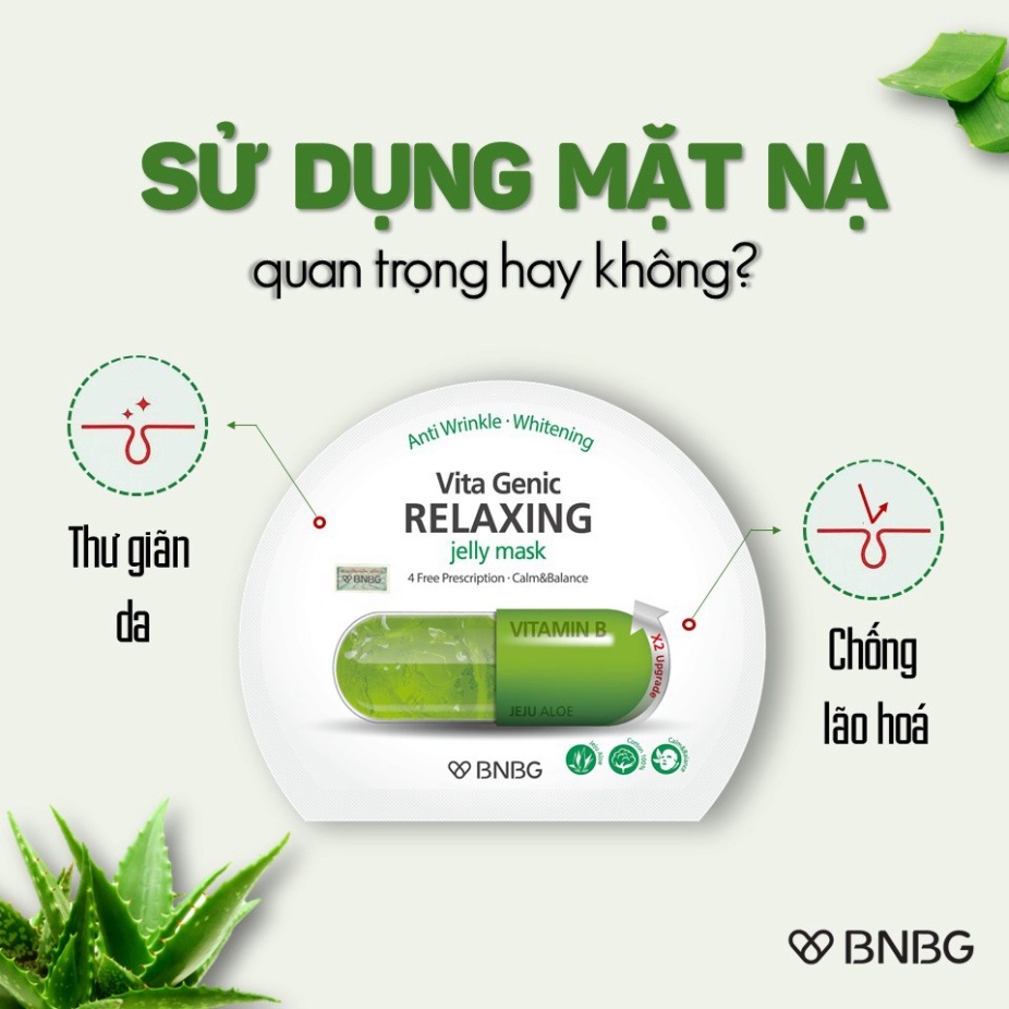 Combo 10 Mặt Nạ Thư Giản Và Phục Hồi Da BNBG Vita Genic Relaxing Jelly Mask (Vitamin B) 30ml x [10 BNBG X-LÁ]