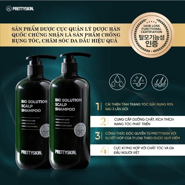Dầu Gội Đầu Bio Solution Scalp Shampoo Pretty Skin Giảm Rụng Tóc Cải Thiện Mọc Tóc 500ml