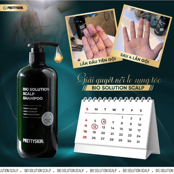 Dầu Gội Đầu Bio Solution Scalp Shampoo Pretty Skin Giảm Rụng Tóc Cải Thiện Mọc Tóc 500ml