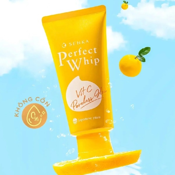 Sữa Rửa Mặt Senka Perfect Whip Vitc Dưỡng Sáng Mờ Thâm 100g (Vàng)