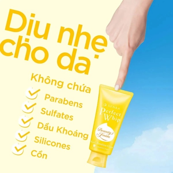 Sữa Rửa Mặt Senka Perfect Whip Vitc Dưỡng Sáng Mờ Thâm 100g (Vàng)