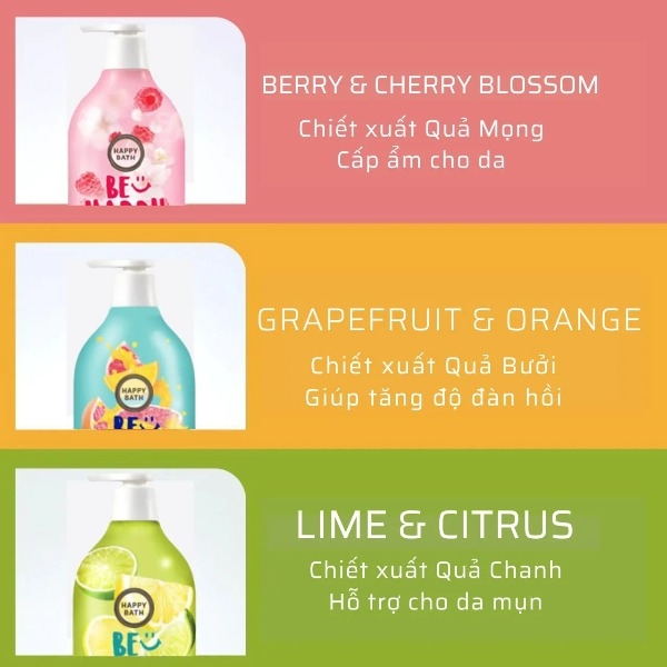 Sữa Tắm Happy Bath Be Happy with Grapefruit & Orange 900g