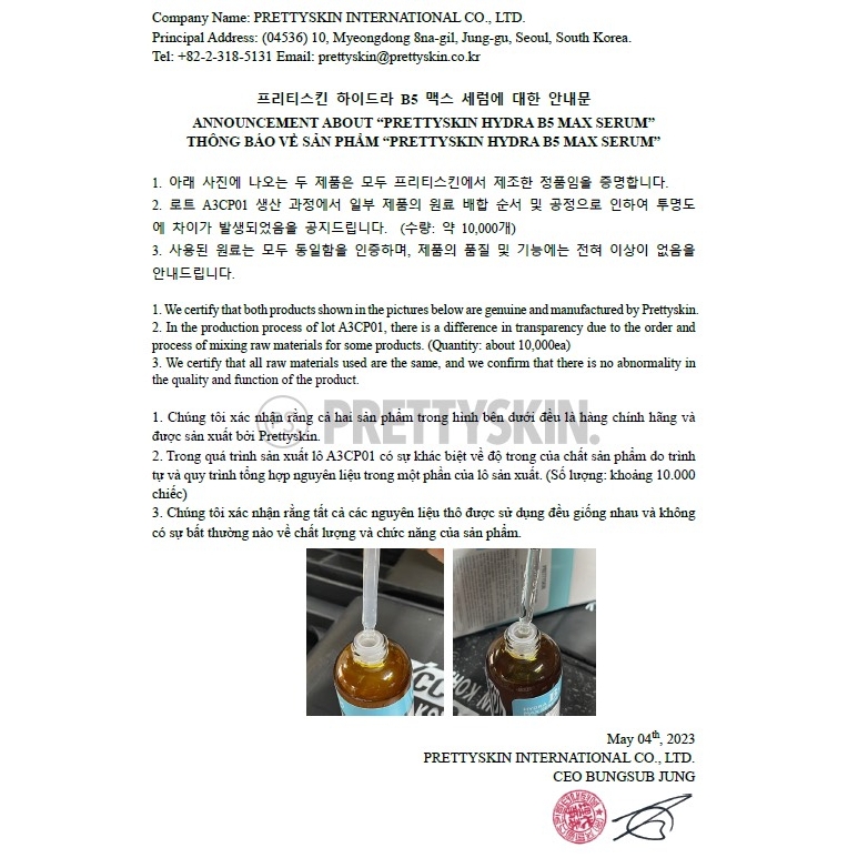 Tinh Chất Phục Hồi Dưỡng Trắng Da Prettyskin Hydra Max Serum B5 50ml