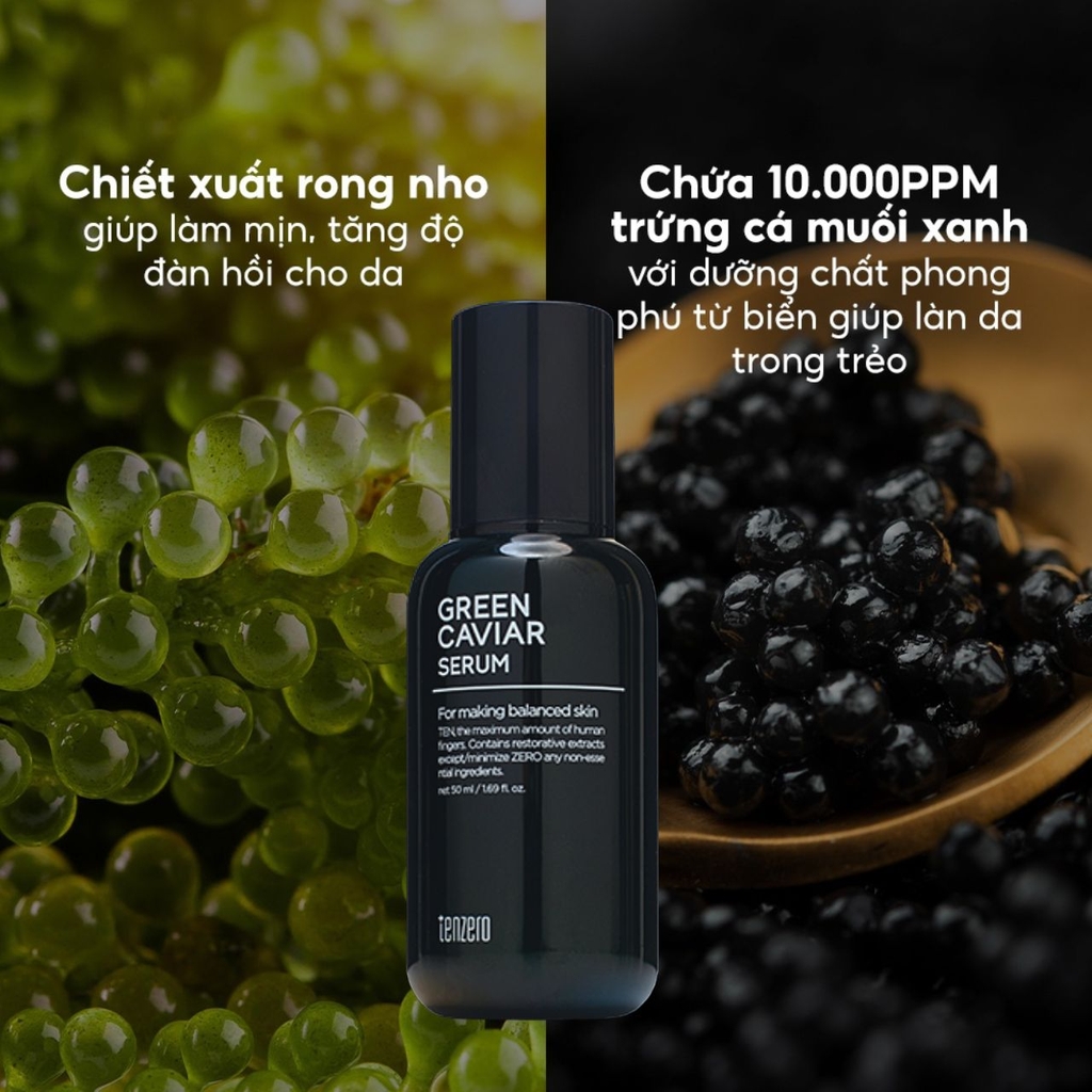 Serum Tinh Chất Rong Nho Tenzero Green Caviar Phục Hồi Và Tăng Độ Đàn Hồi Da 50g