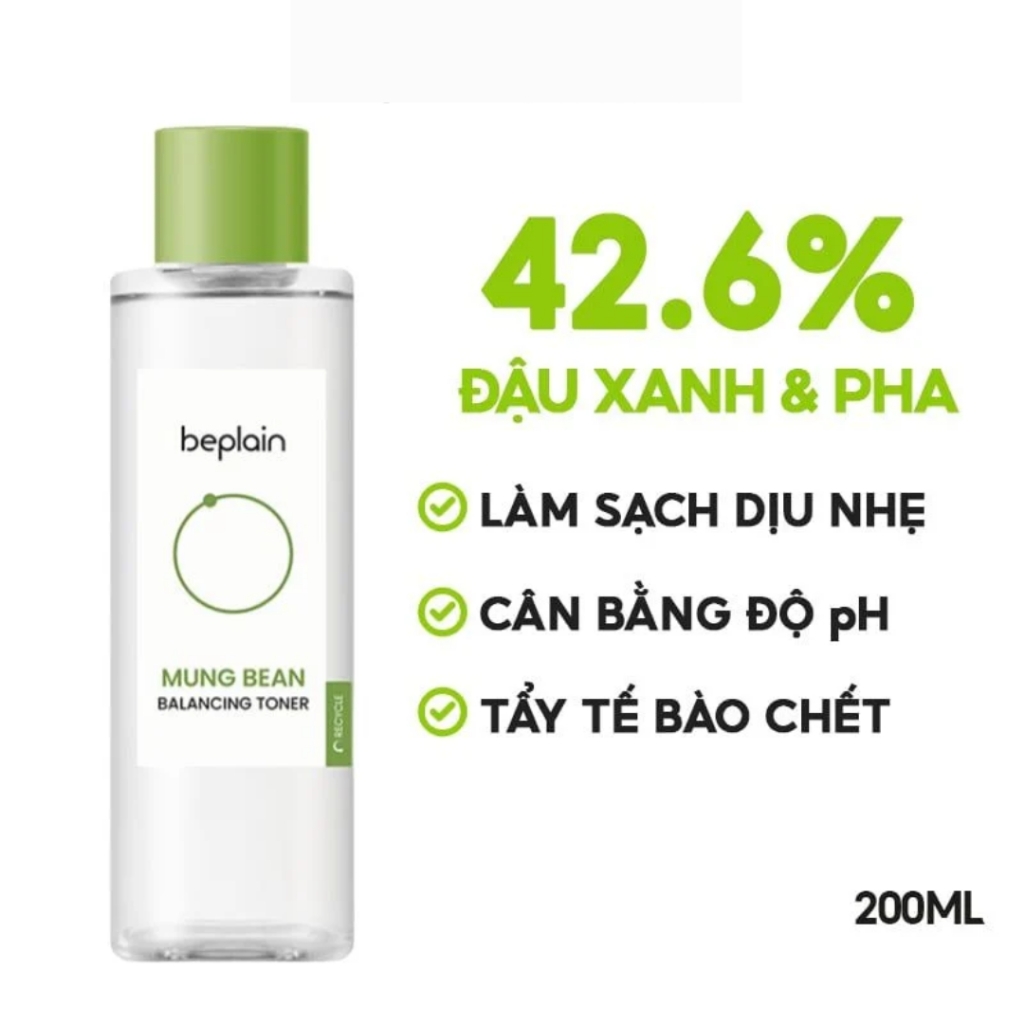 Toner Beplain Mung Bean Balancing Chứa PHA Cân Bằng Độ pH Cấp Ẩm Cho Da 50ml/200ml