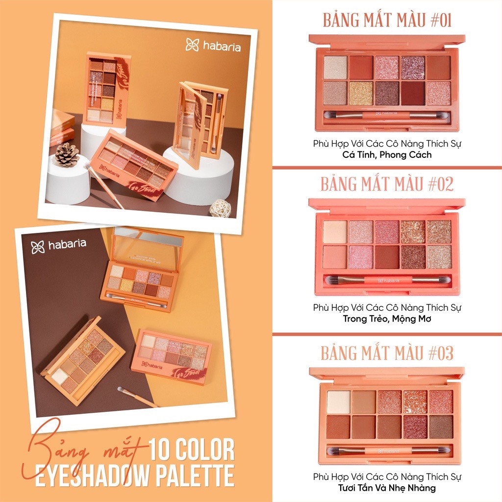 Bảng Phấn Mắt 10 Ô Habaria Pro 10 Color Eyeshadow Palette 10g