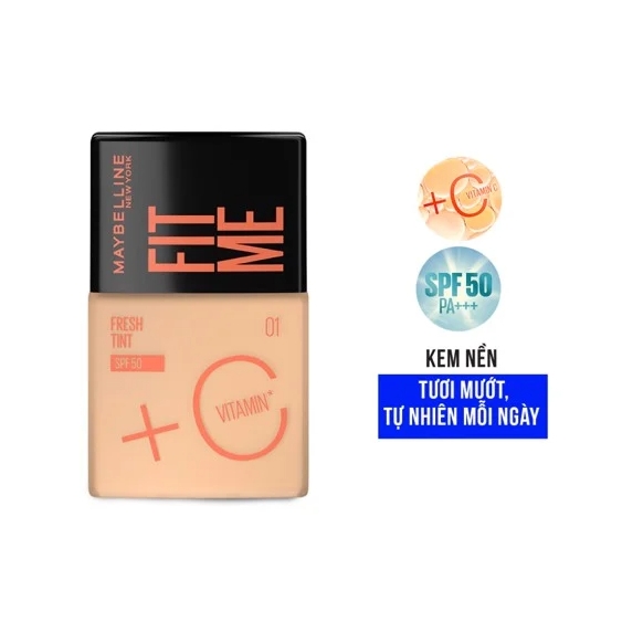Kem Nền Fit Me Tint C Tươi Mướt Chống Nắng với Vitamin C & SPF50 Maybelline New York  30ml