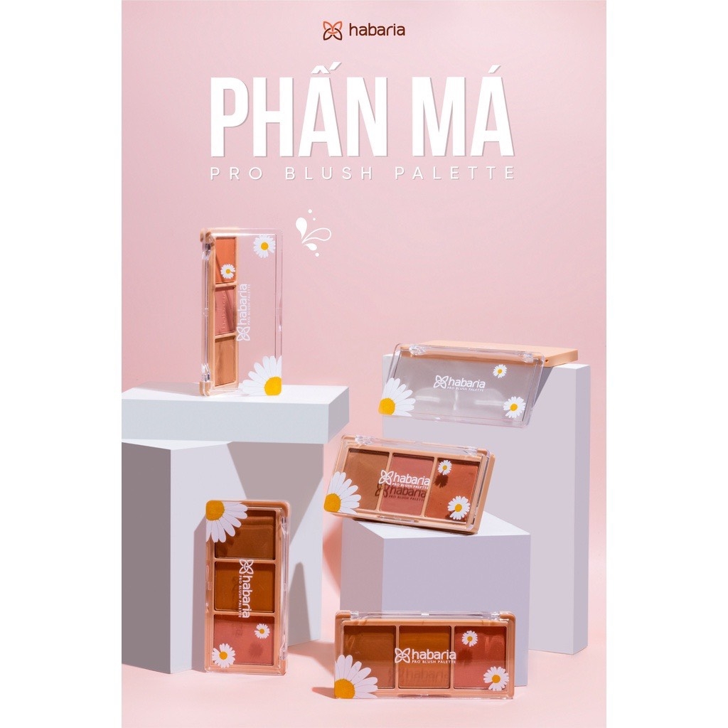 Bảng Phấn Má 3 Ô Habaria 3 Colors Pro Blush Palette 12g