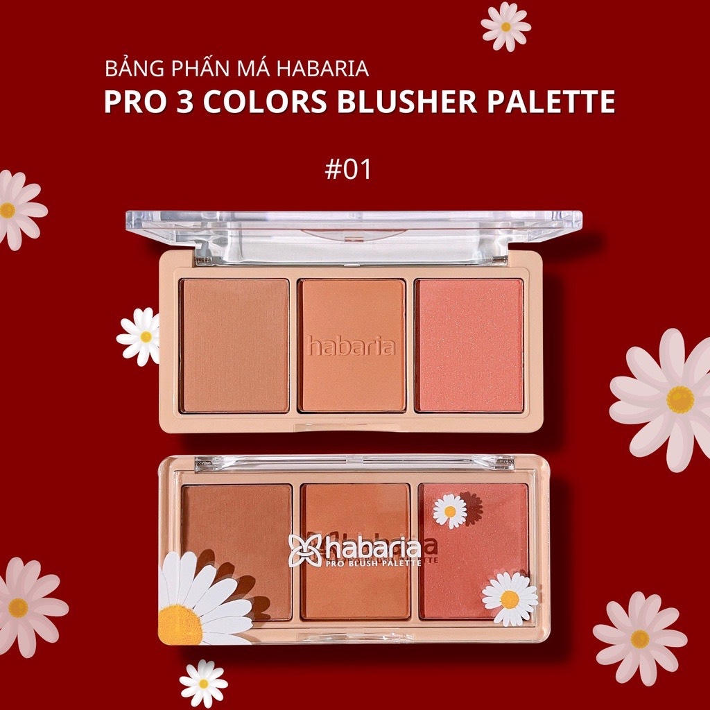 Bảng Phấn Má 3 Ô Habaria 3 Colors Pro Blush Palette 12g