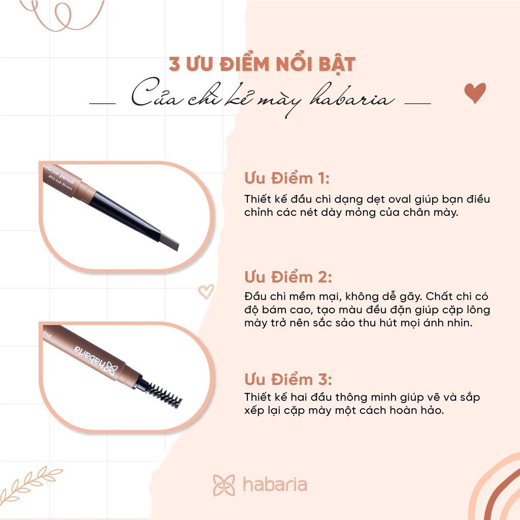 Chì kẻ mày 2 đầu Habaria Pro Eyebrow Pencil 5g