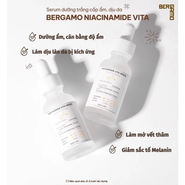 Serum Bergamo Niacinamide 10% + Zinc PCA 10Pm, Serum Giảm Mụn, Seurm Mờ thâm, Serum Thu Nhỏ Lỗ Chân Lông 30ml