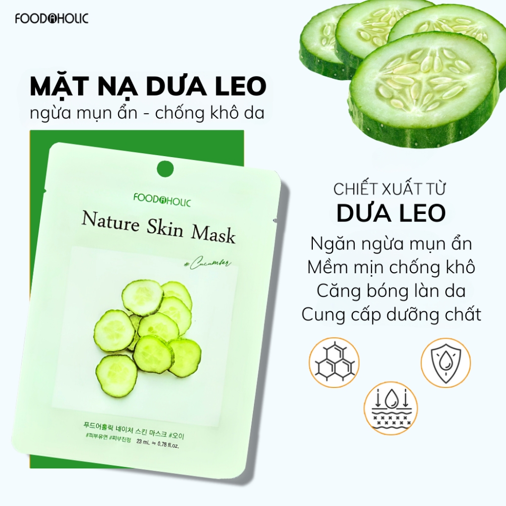 Mặt Nạ Foodaholic Nature Skin Mask, Mặt Nạ Dưỡng Ẩm, Mặt Nạ Giảm Mụn, Mặt Nạ Trắng Da 23g