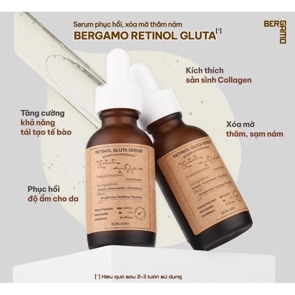 Serum BERGAMO Retinol Gluta Chống Lão Hóa Cao Cấp 30ml
