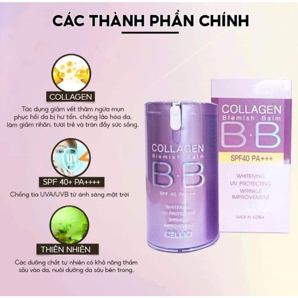 Kem nền BB Collagen Cellio Hàn Quốc  SPF 40 PA++ 40ml