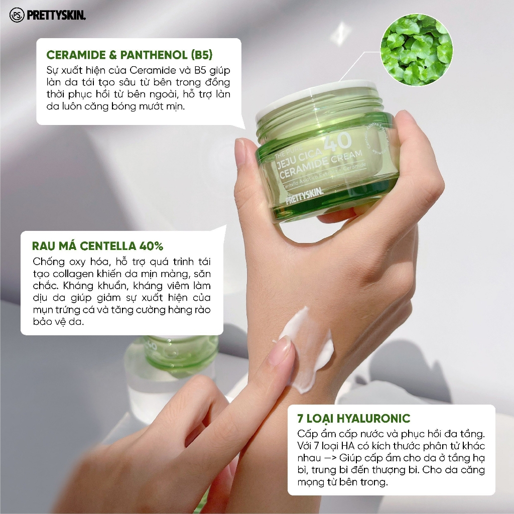 Kem Dưỡng Rau Má The Pure Jeju Cica 40 Ceramide Cream 52ml