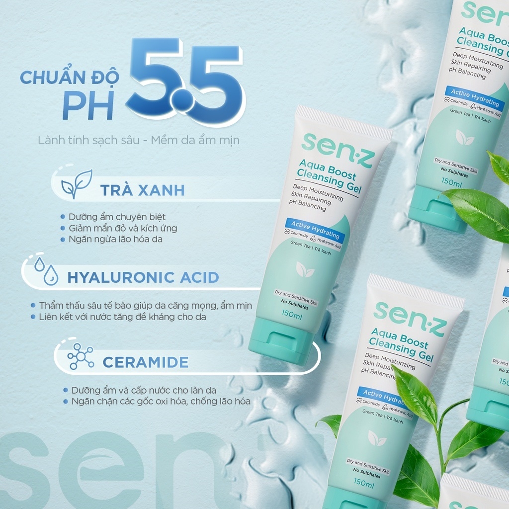 Sữa Rửa Mặt SENZ Làm Sạch Và Sáng Da Facial Wash chuẩn pH - 150ml