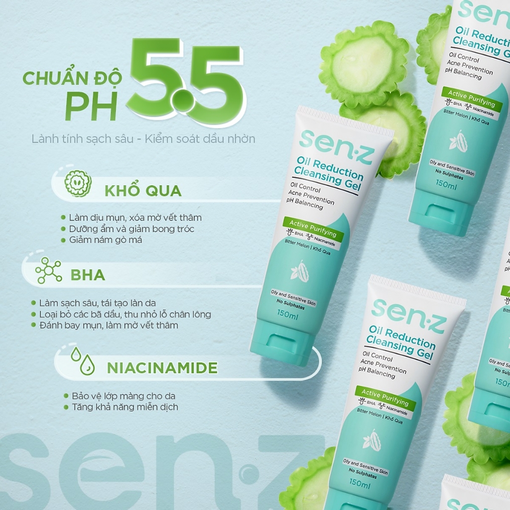 Sữa Rửa Mặt SENZ Làm Sạch Và Sáng Da Facial Wash chuẩn pH - 150ml