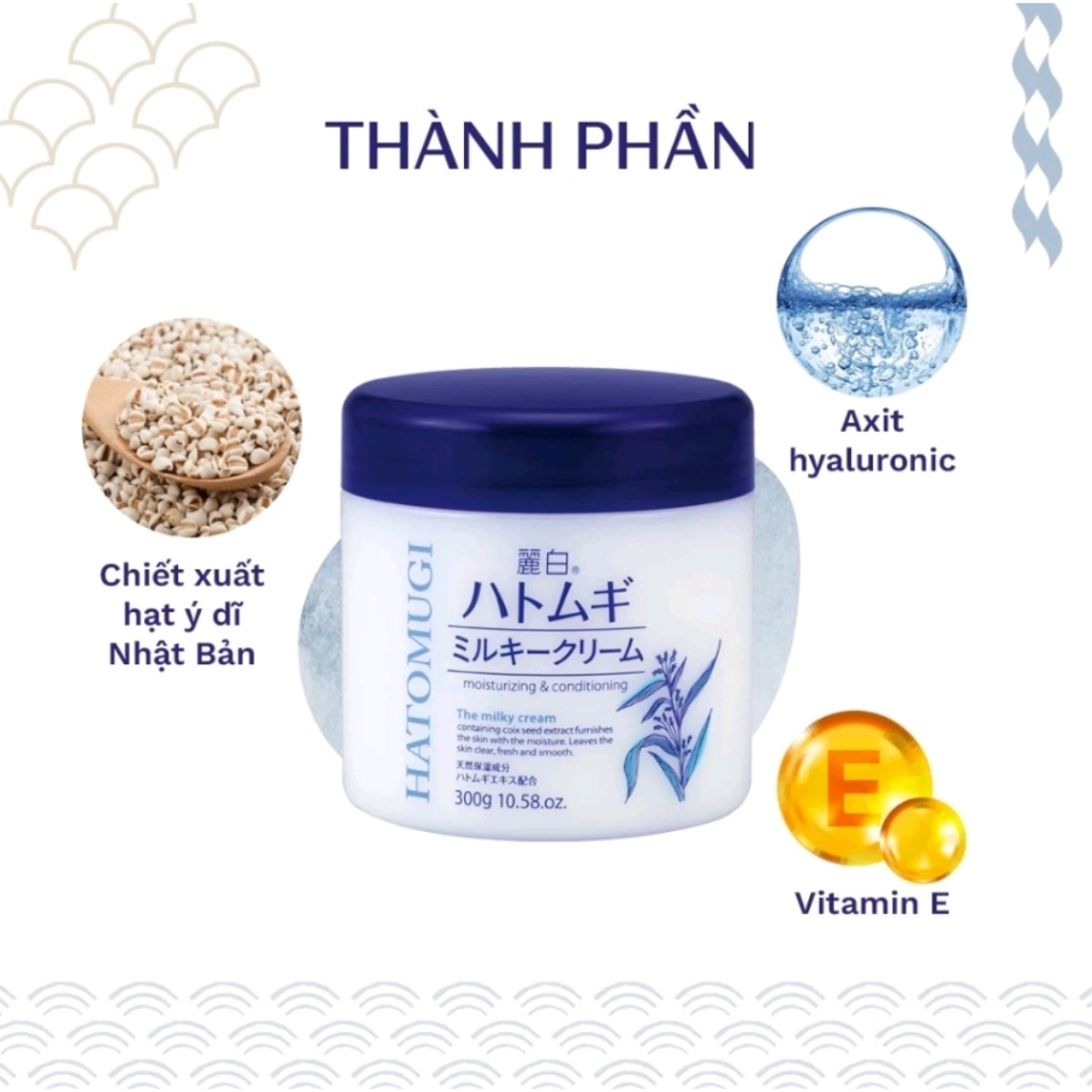 Kem dưỡng da Reihaku Hatomugi Moisturizing Conditioning The Milky Cream 300g