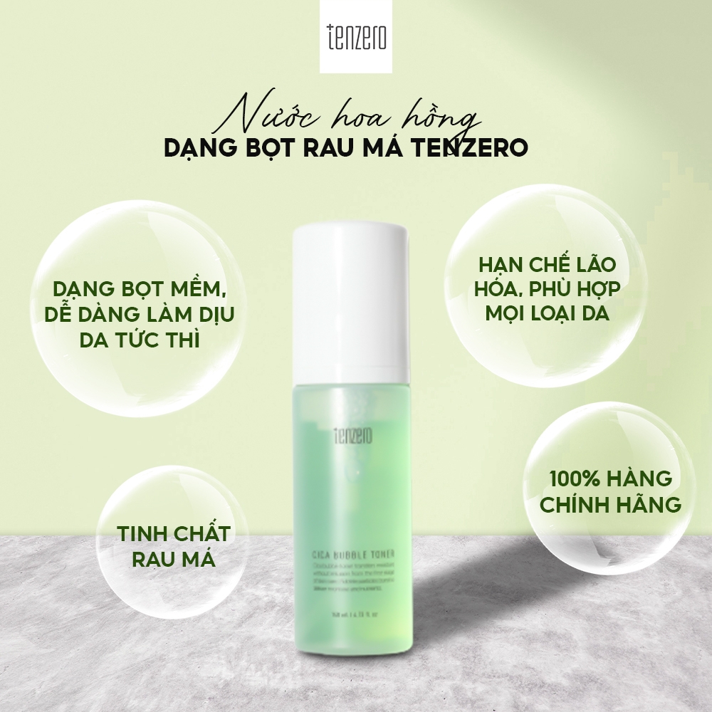 Toner Tạo Bọt Tenzero Bubble Toner, Nước Hoa Hồng Tạo Bọt Giảm Mụn 140ml