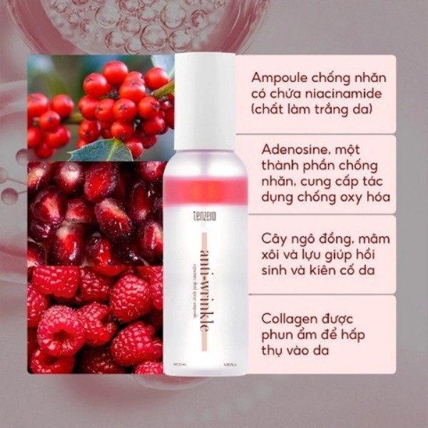 Xịt Dưỡng 2 Tầng Tenzero Signature Dual Spray Ampoule – Anti Wrinkle 120ml (Hồng)