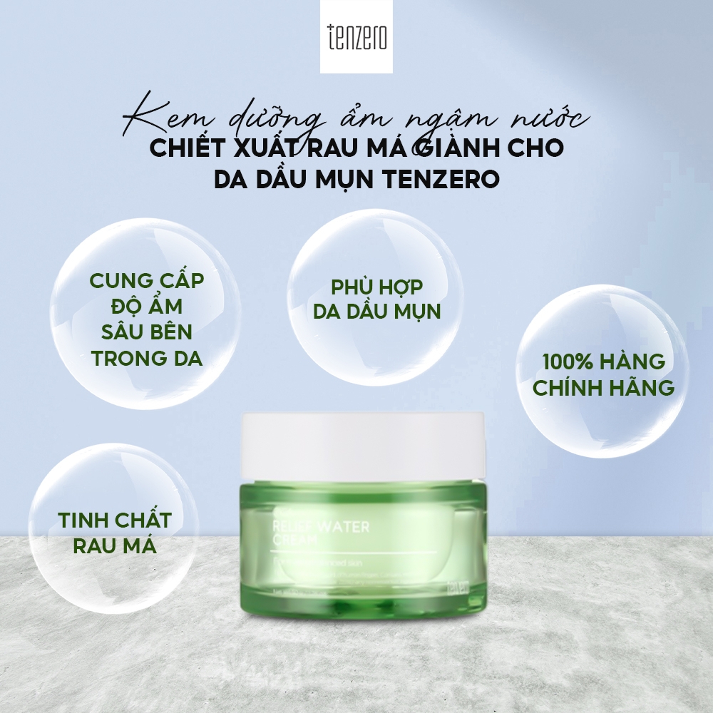Kem Dưỡng Làm Dịu Da, Mờ Thâm Tenzero Cica Relief Water Cream 50g