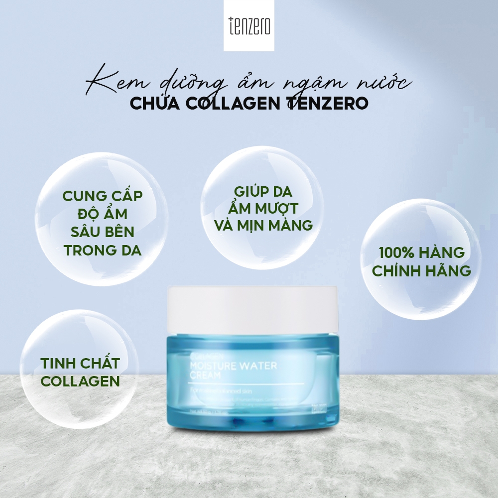 Kem Dưỡng Ẩm Sáng Da, Chống Lão Hóa Tenzero Collagen Moisture Water Cream 50g 
