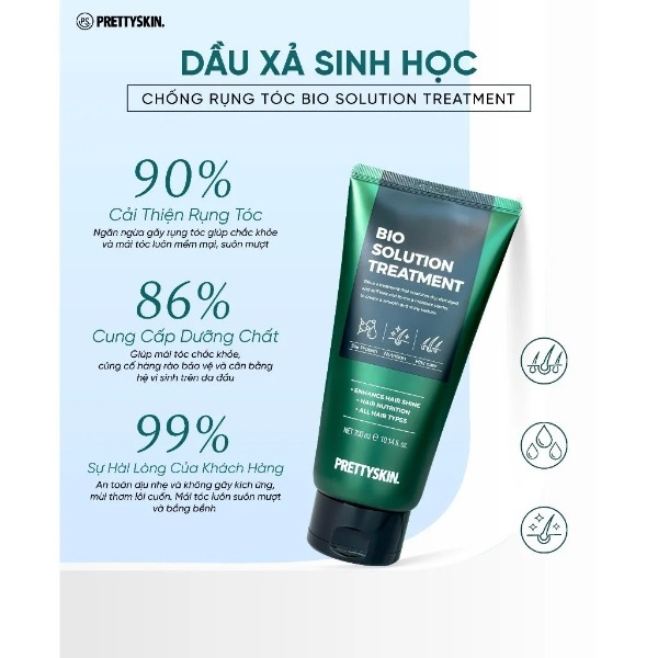 Dầu Xả Bio Solution Treatment Pretty Skin, Dầu Xả Mềm Tóc, Dầu Xả Giảm Rụng Tóc 300ml