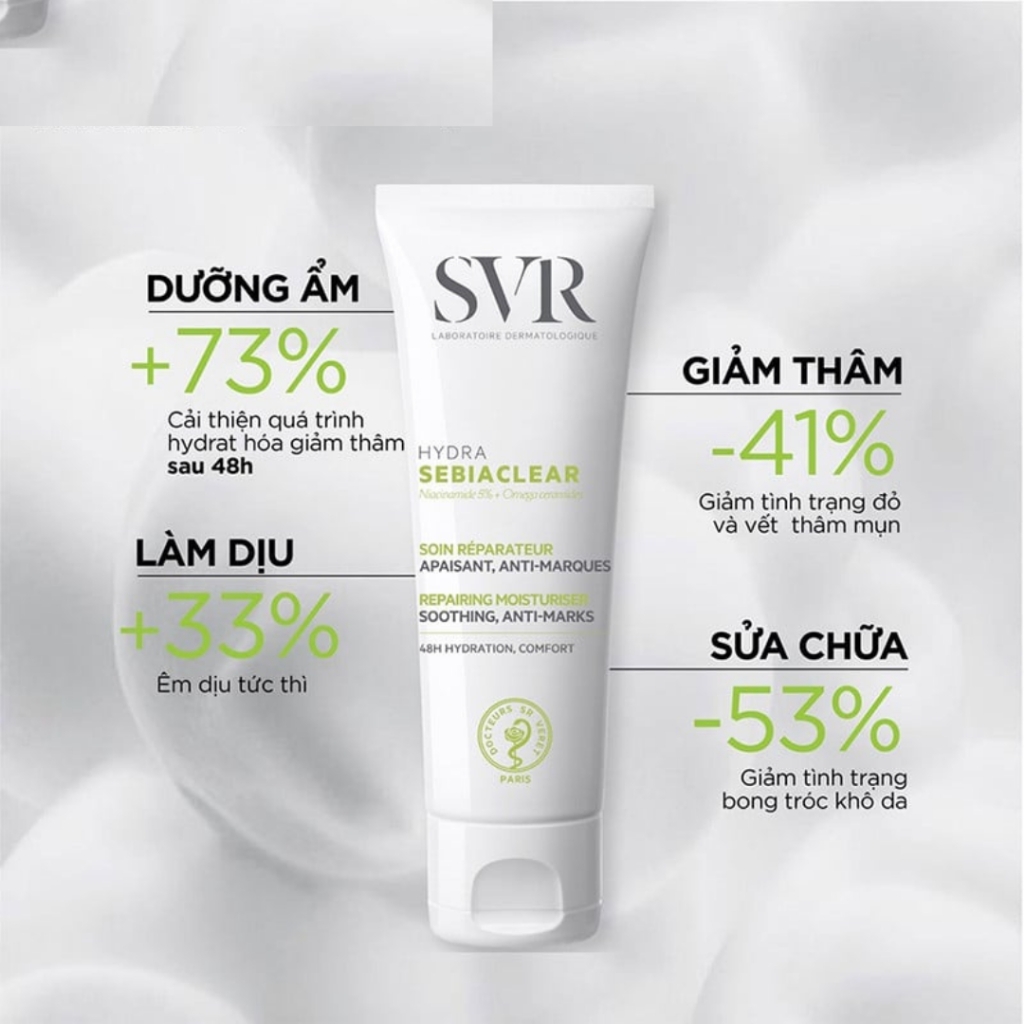Kem Dưỡng Ẩm SVR Giảm Thâm Mụn Cho Da Dầu Sebiaclear Hydra 40ml