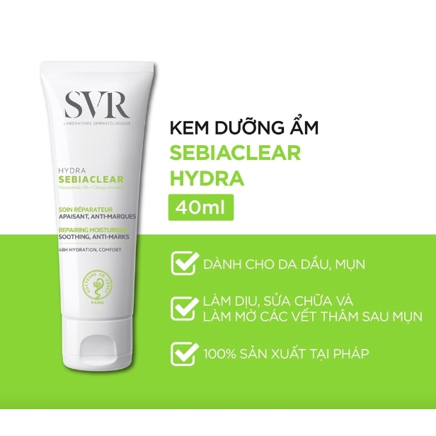 Kem Dưỡng Ẩm SVR Giảm Thâm Mụn Cho Da Dầu Sebiaclear Hydra 40ml