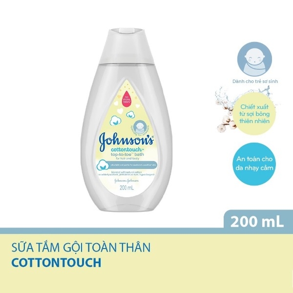 Sữa Tắm Gội Toàn Thân Johnson's Baby Cotton Touch Top-To-Toe Bath Bath For Hair And Body 200ml