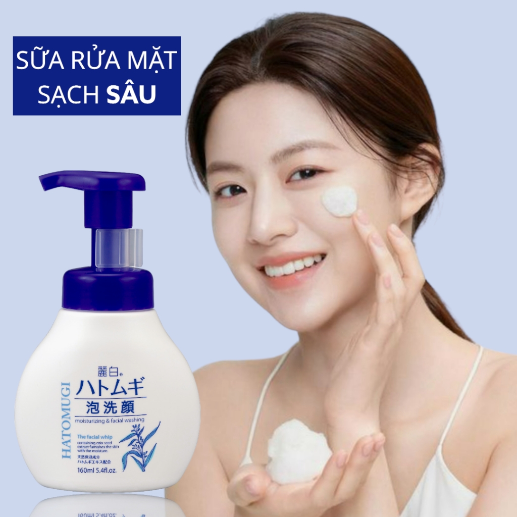 Sữa Rửa Mặt Hatomugi Tạo Bọt Hỗ Trợ Dưỡng Ẩm, Sáng Da 160ml Moisturizing & Facial Washing - The Facial Whip