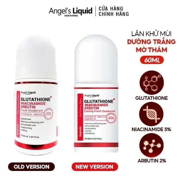 Lăn Khử Mùi Angel's Liquid Glutathione Niacinamide Cooling Fresh Dedorant Giảm Thâm Nách Làm Trắng Da 60ml