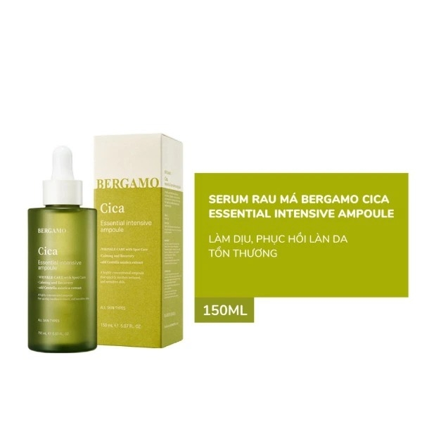 Serum Bergamo Cica Essential Intensive Ampoule 150ml - XANH LÁ