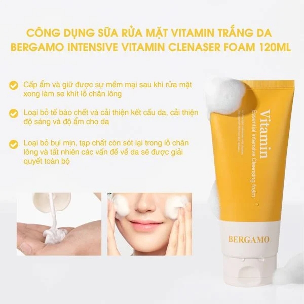 Sữa Rửa Mặt Bergamo Vitamin Intensive Cleanser Foam 120ml - VÀNG