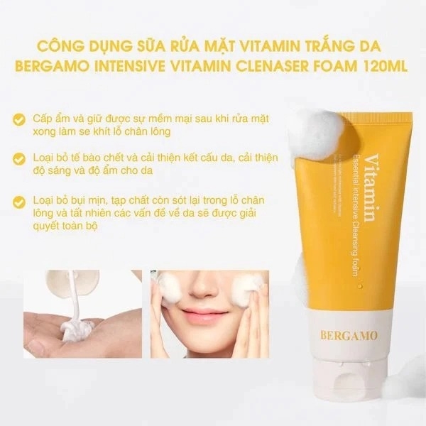 Sữa Rửa Mặt Bergamo  Intensive Cleanser Foam 120ml