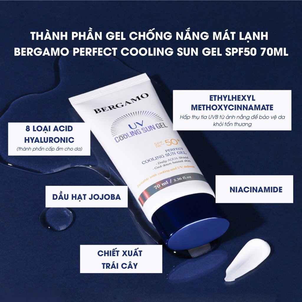 Gel Chống Nắng Mát Lạnh Bergamo Perfect Cooling Sun Gel SPF50 70ML